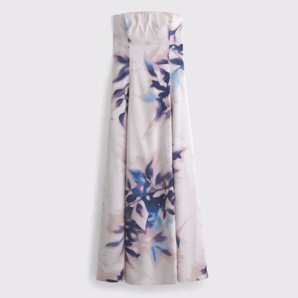 Abercrombie & Fitch NWT Godet Clasp-Back Midi Dress in Light Purple Pattern Size
